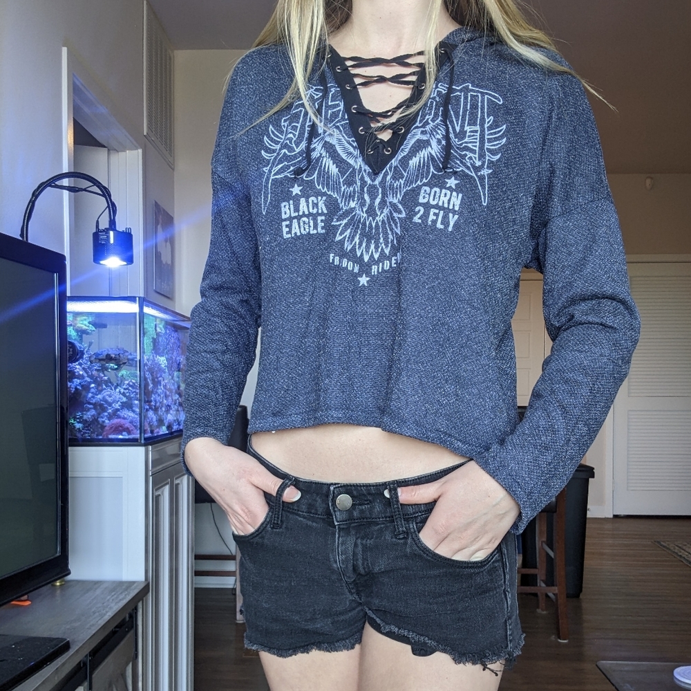 Lace Up Cropped Hoodie